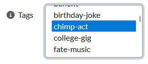selector showing searchable tags on Jerrybase