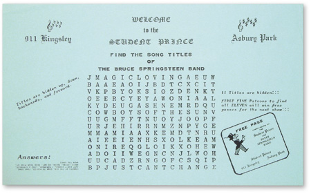 Crossword Puzzle to Advertise Student Prince shows